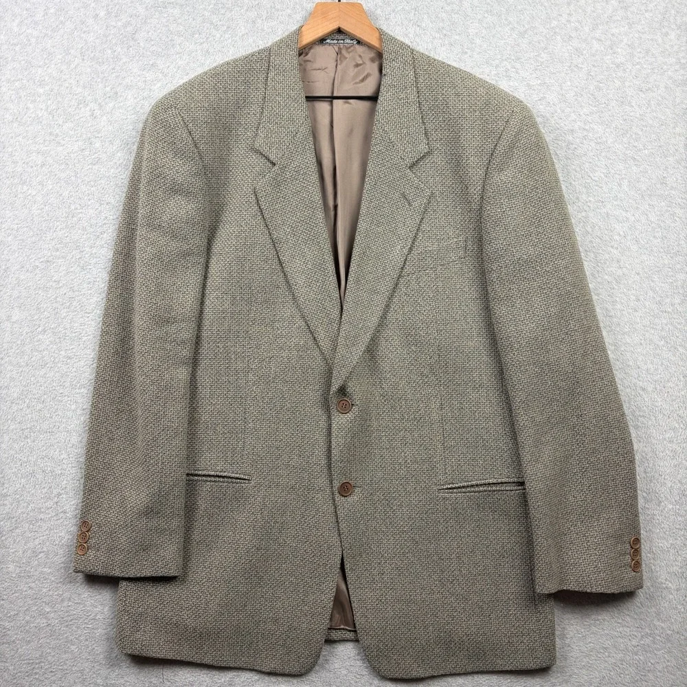 Vintage Mani Giorgio Armani Sport Coat Mens 43L Gray Tweed Wool Blazer Italy 90s